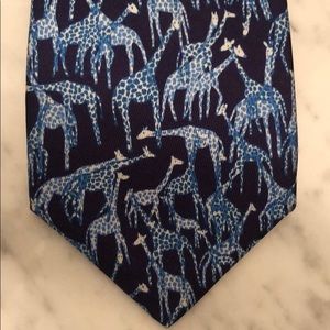 Salvatore Ferragamo Silk Tie (Blue Giraffes)